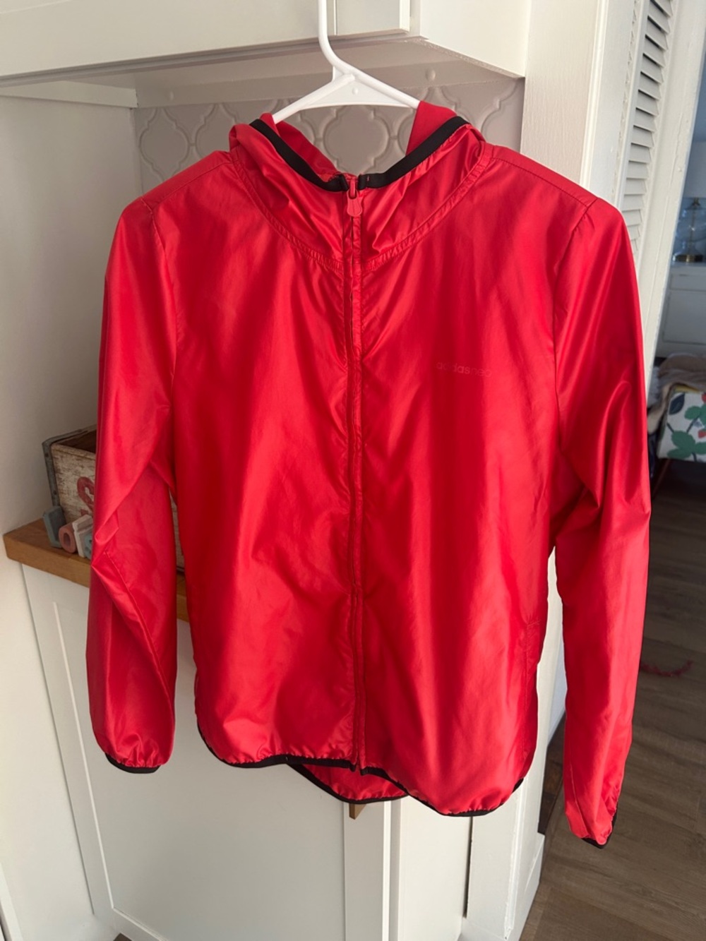 Adidas Red Hooded Windbreaker Jacket